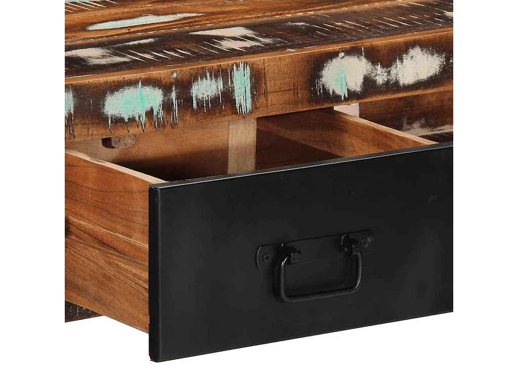 Table console multicolore 100x35x75 cm bois massif récupération