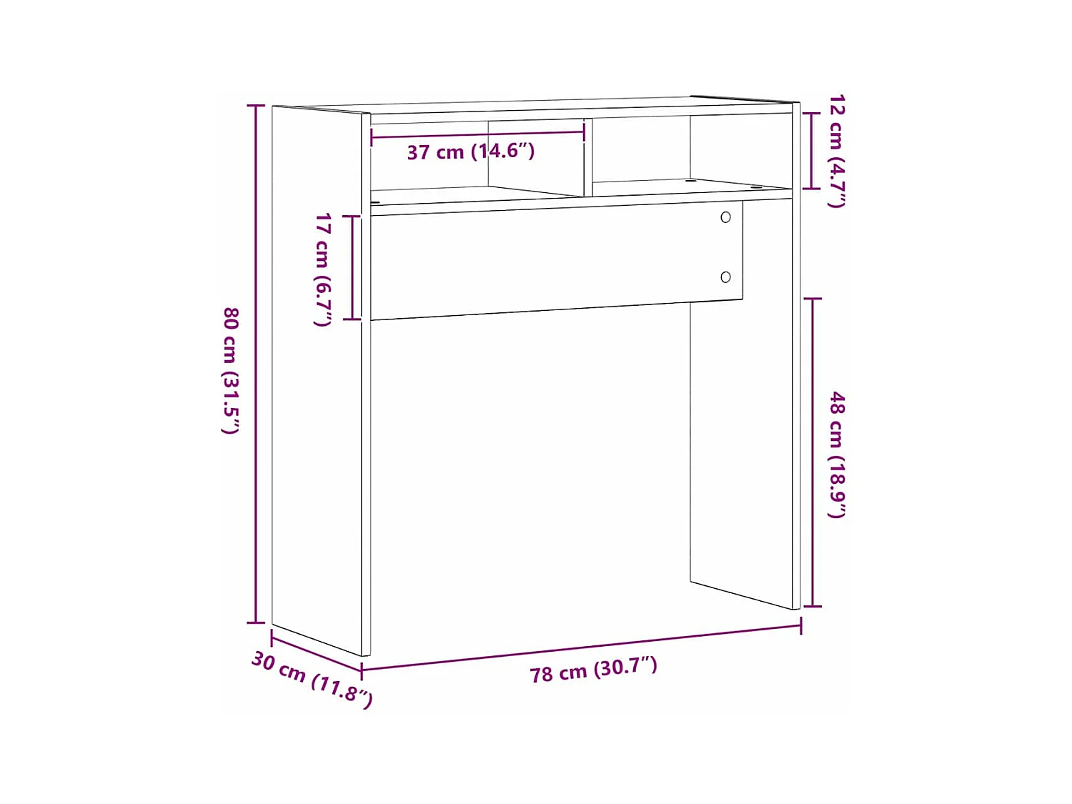 Mesa Consola Roble negro 78 x 30 x 80 cm Madera contrachapada