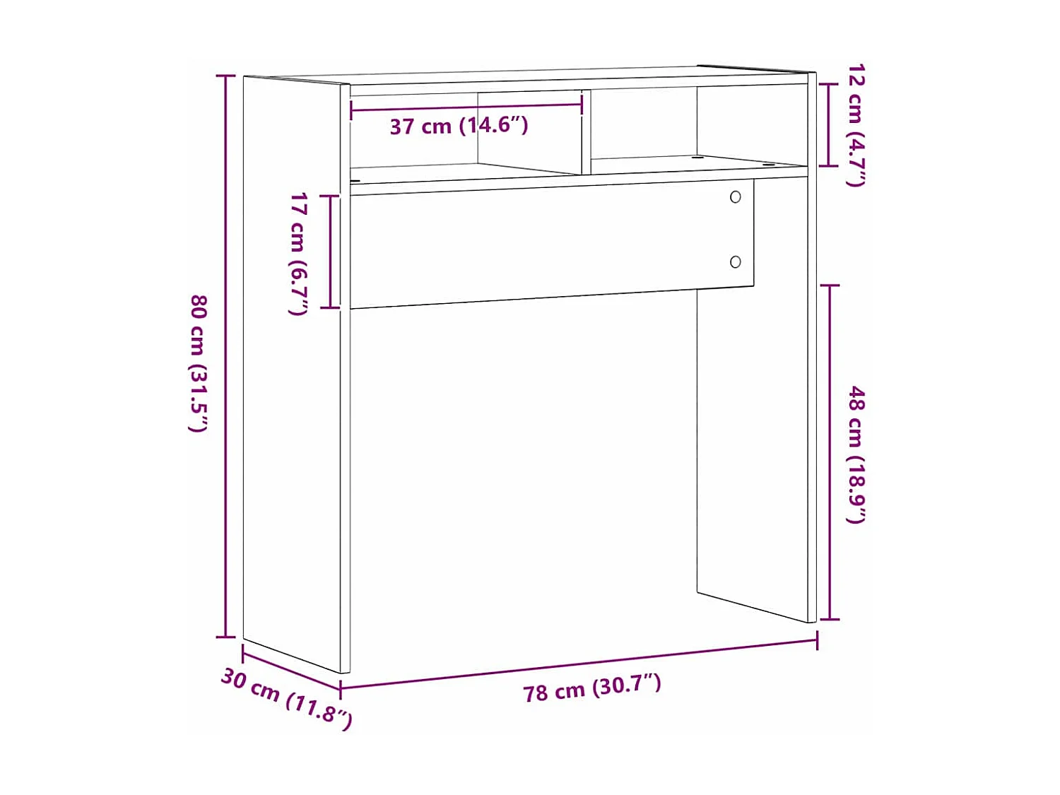 Mesa Consola Roble negro 78 x 30 x 80 cm Madera contrachapada