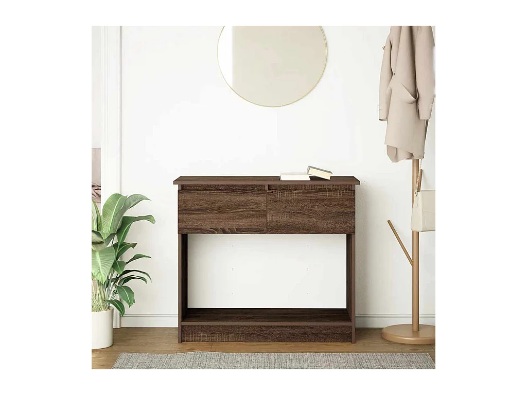 Mesa consola con cajones roble marrón 85,5x38,5x74,5 cm