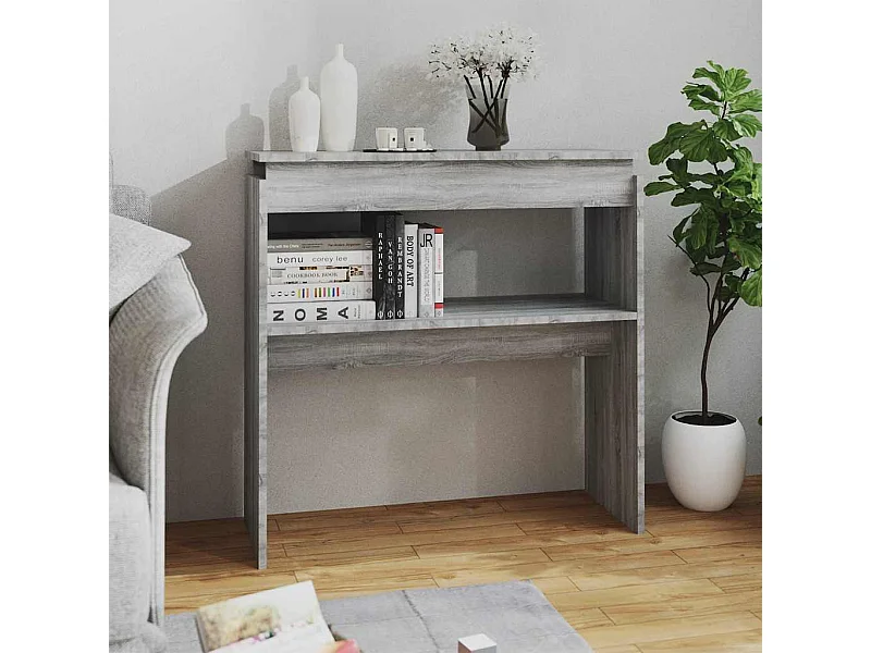 Mesa consola madera contrachapada gris Sonoma 80x30x80 cm