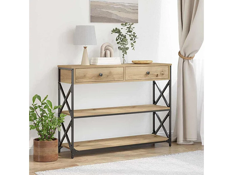 Mesa de Consola con cajón Roble artisan 100 x 28 x 75 cm