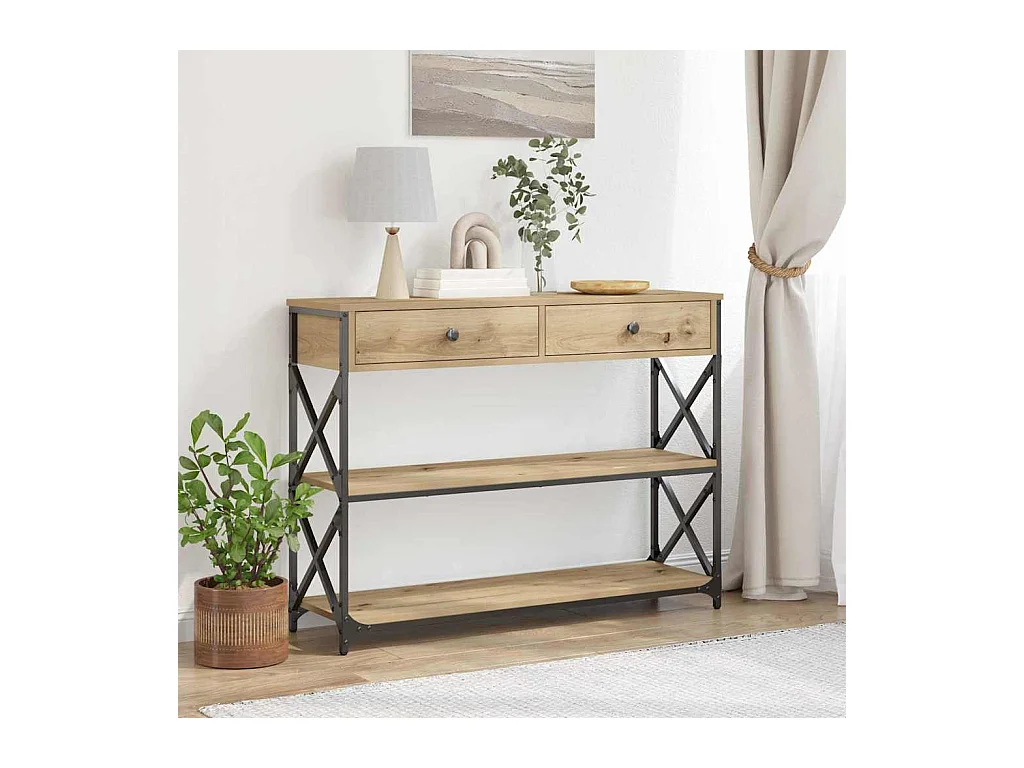 Mesa de Consola con cajón Roble artisan 100 x 28 x 75 cm