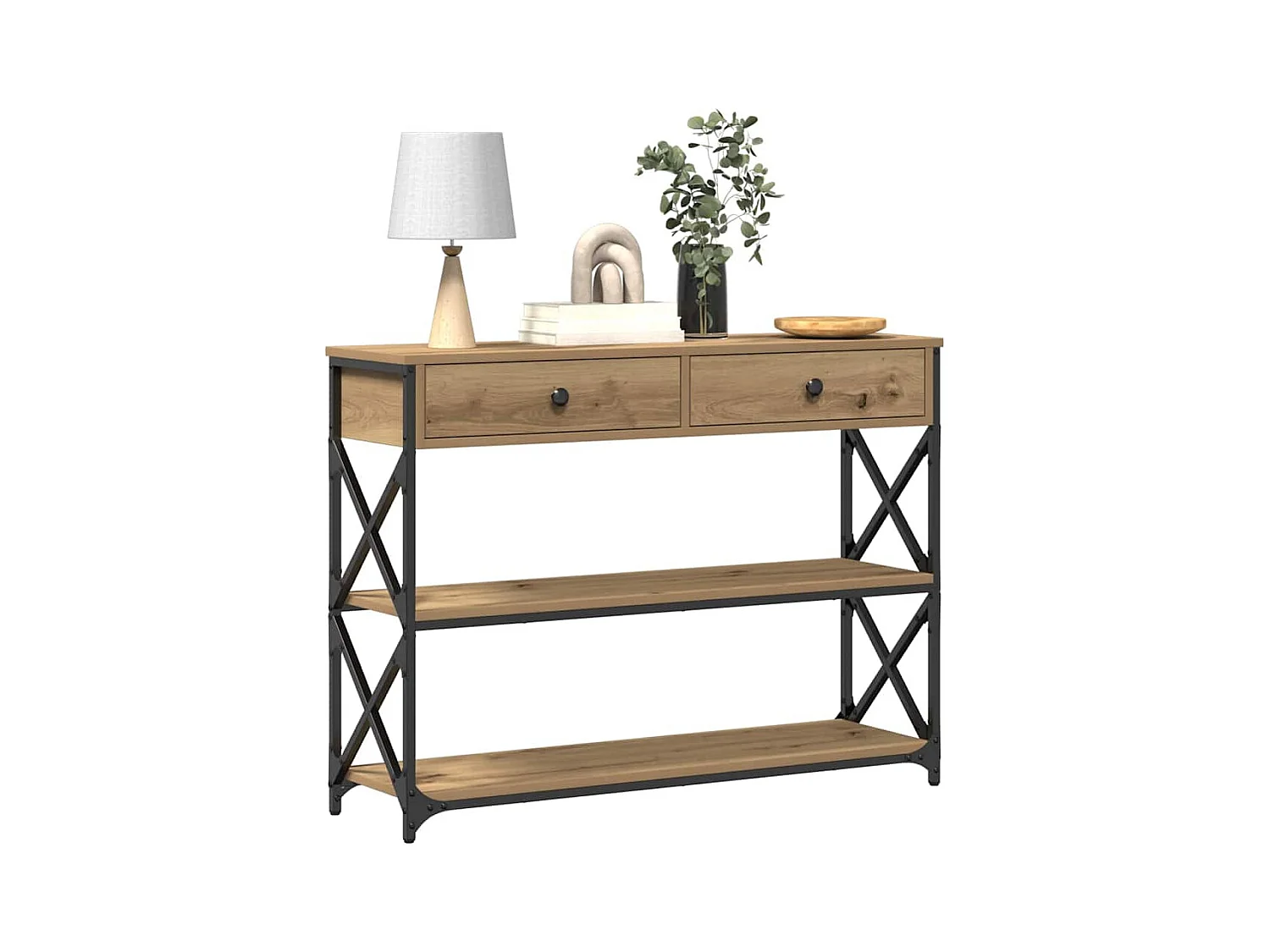 Mesa de Consola con cajón Roble artisan 100 x 28 x 75 cm