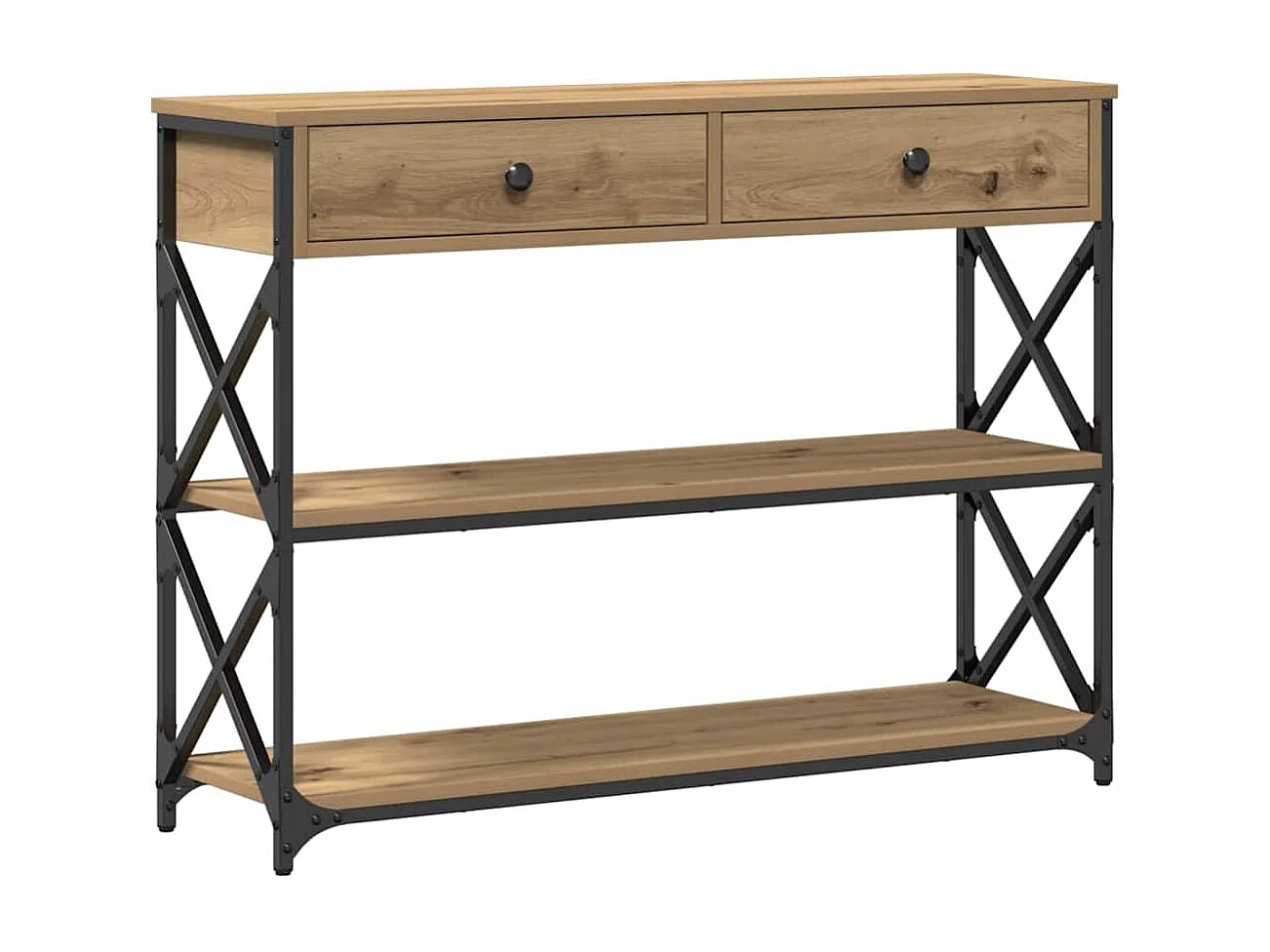 Table Console avec tiroir chêne artisanal 100 x 28 x 75 cm