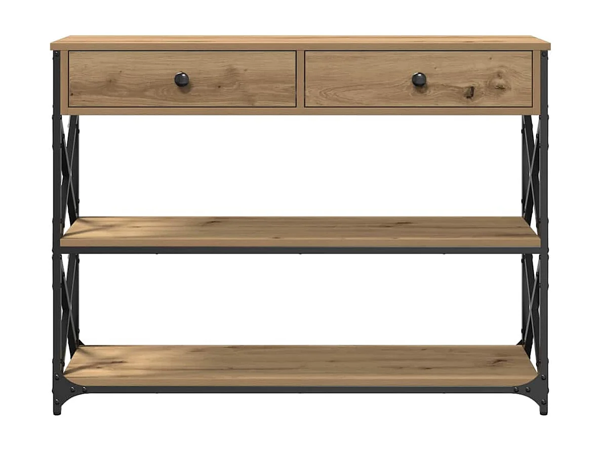 Table Console avec tiroir chêne artisanal 100 x 28 x 75 cm