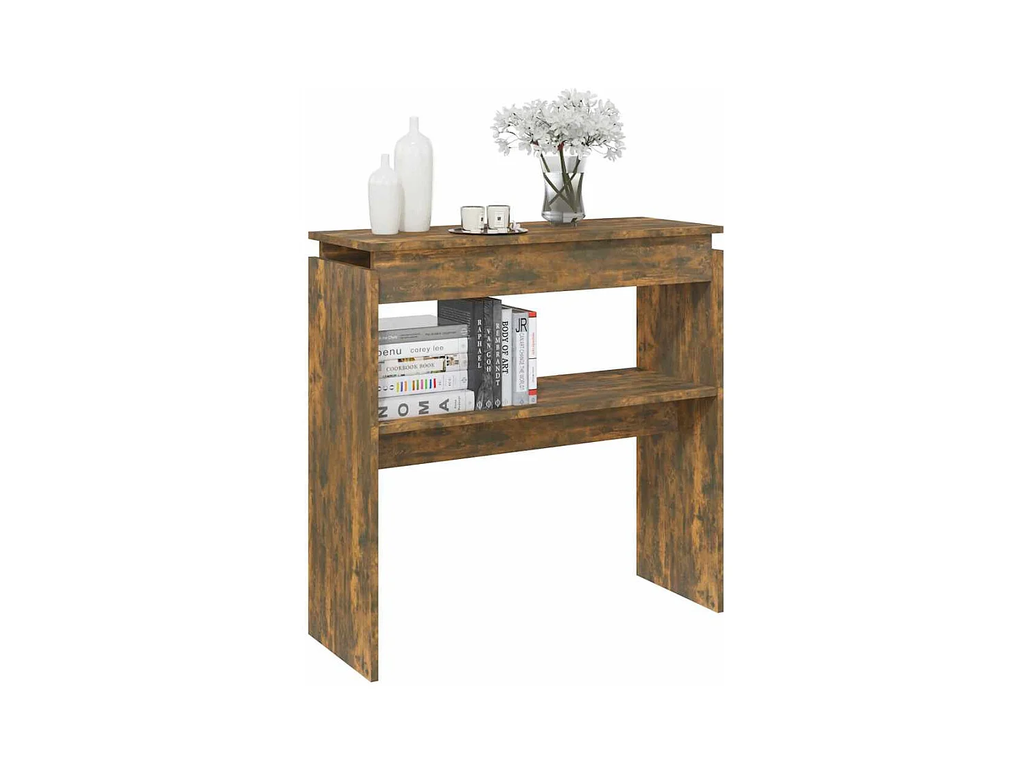 Table console Chêne fumé 80x30x80 cm Bois d'ingénierie