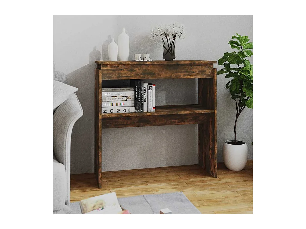 Mesa consola 80x30x80 cm derivados de madeira carvalho fumado