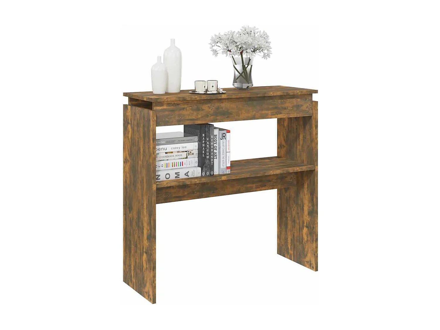 Mesa consola madera contrachapada roble ahumado 80x30x80 cm