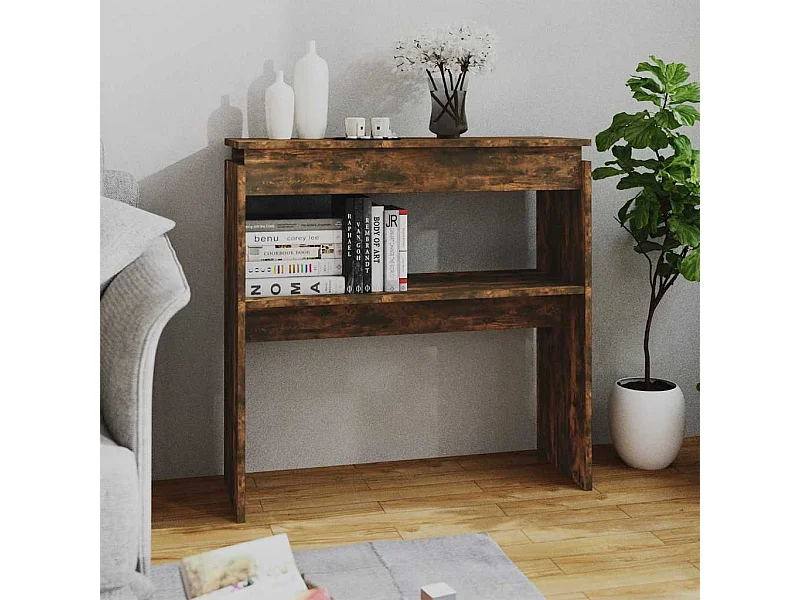 Table console Chêne fumé 80x30x80 cm Bois d'ingénierie