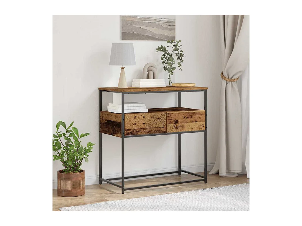 Console Tafel met lade met plank Oud Hout 75 x 40 x 75 cm