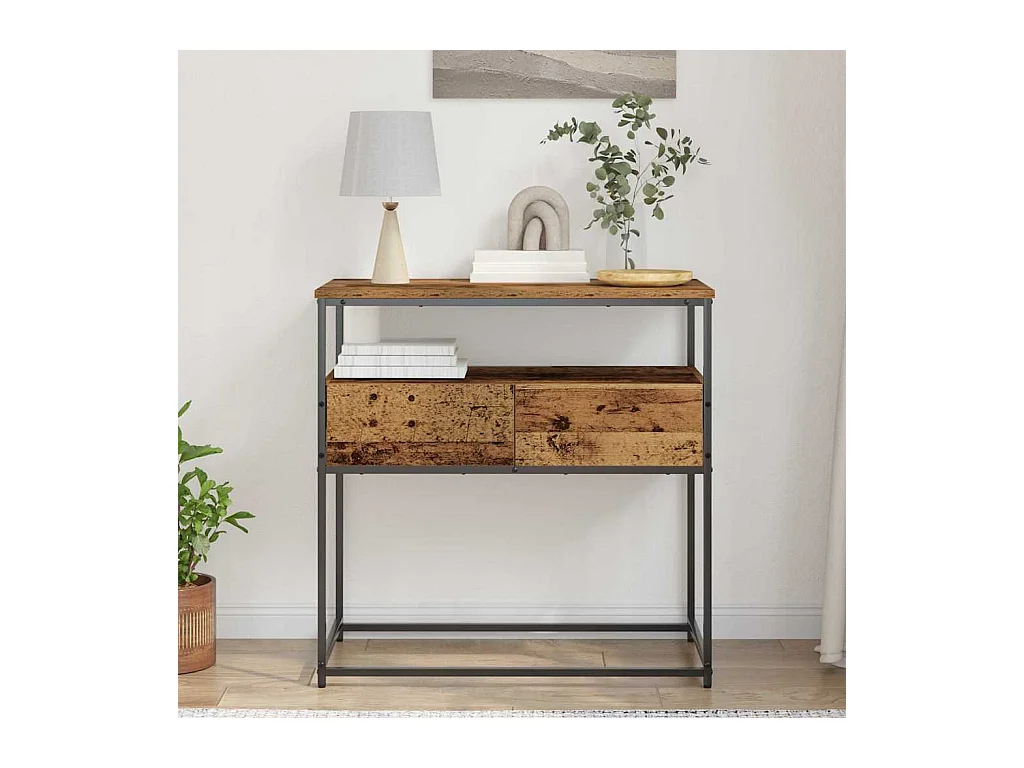 Console Tafel met lade met plank Oud Hout 75 x 40 x 75 cm