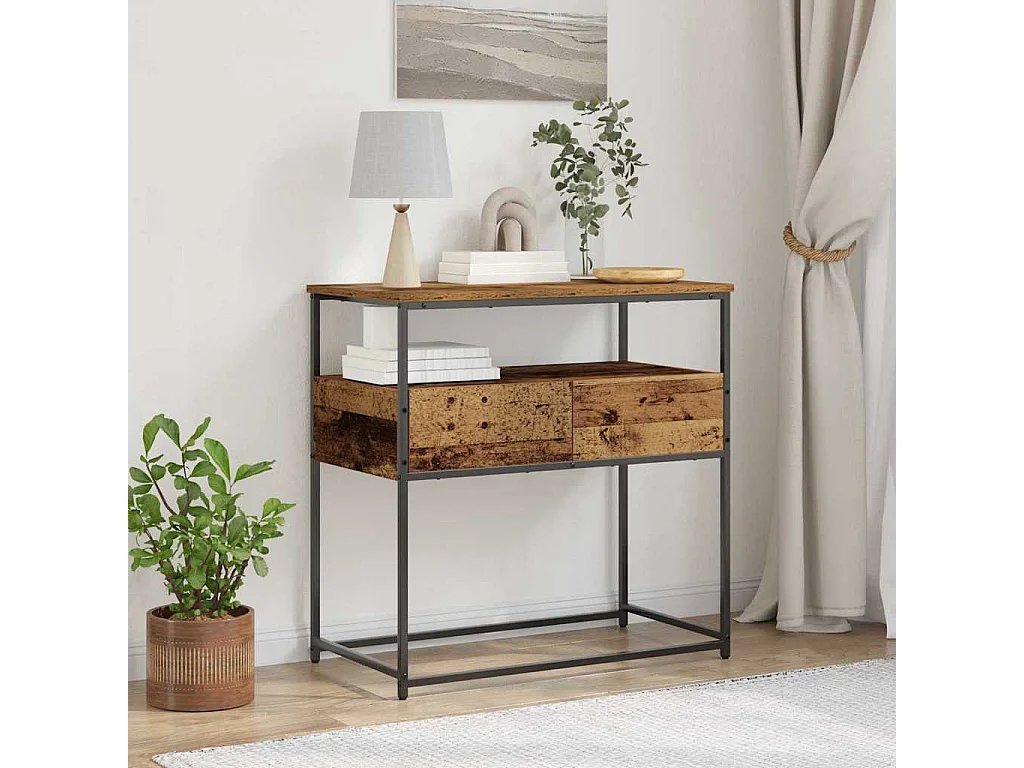 Console Tafel met lade met plank Oud Hout 75 x 40 x 75 cm