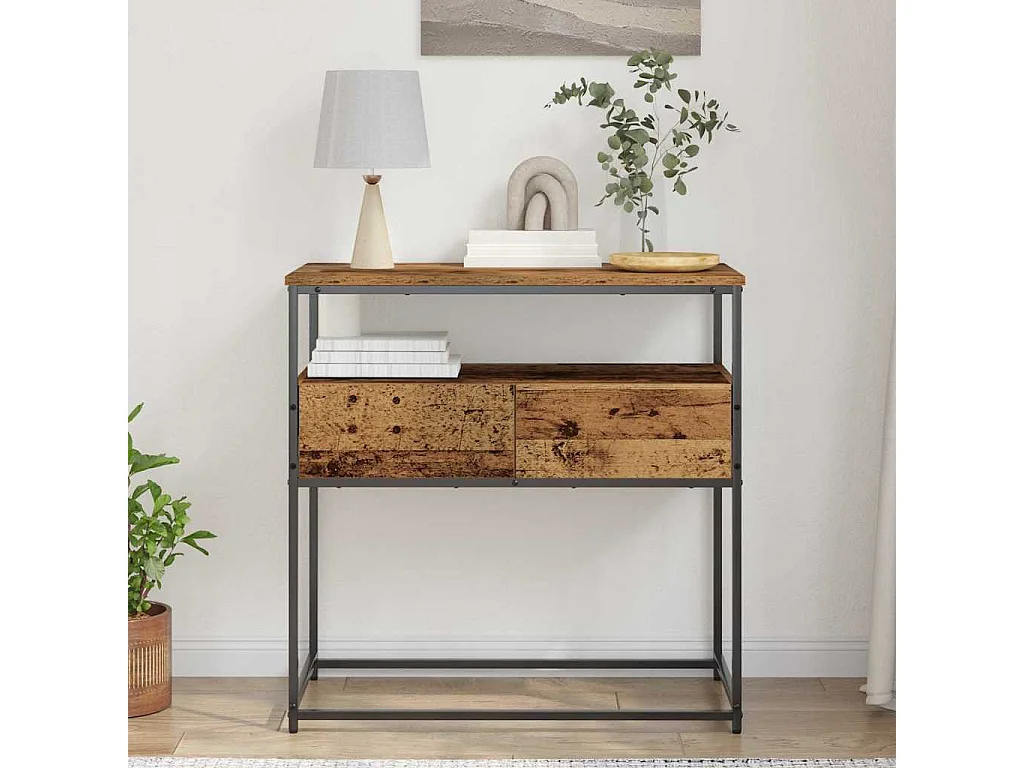Console Tafel met lade met plank Oud Hout 75 x 40 x 75 cm
