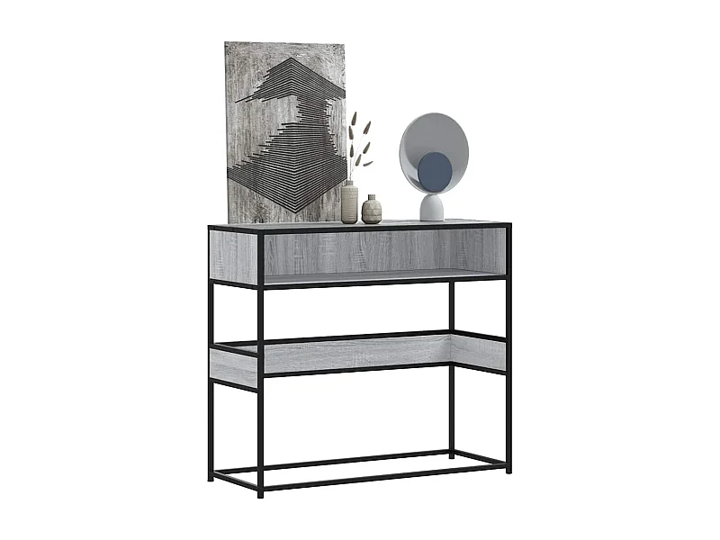 Mesa consola 90x35x80 cm derivados de madeira cinzento sonoma