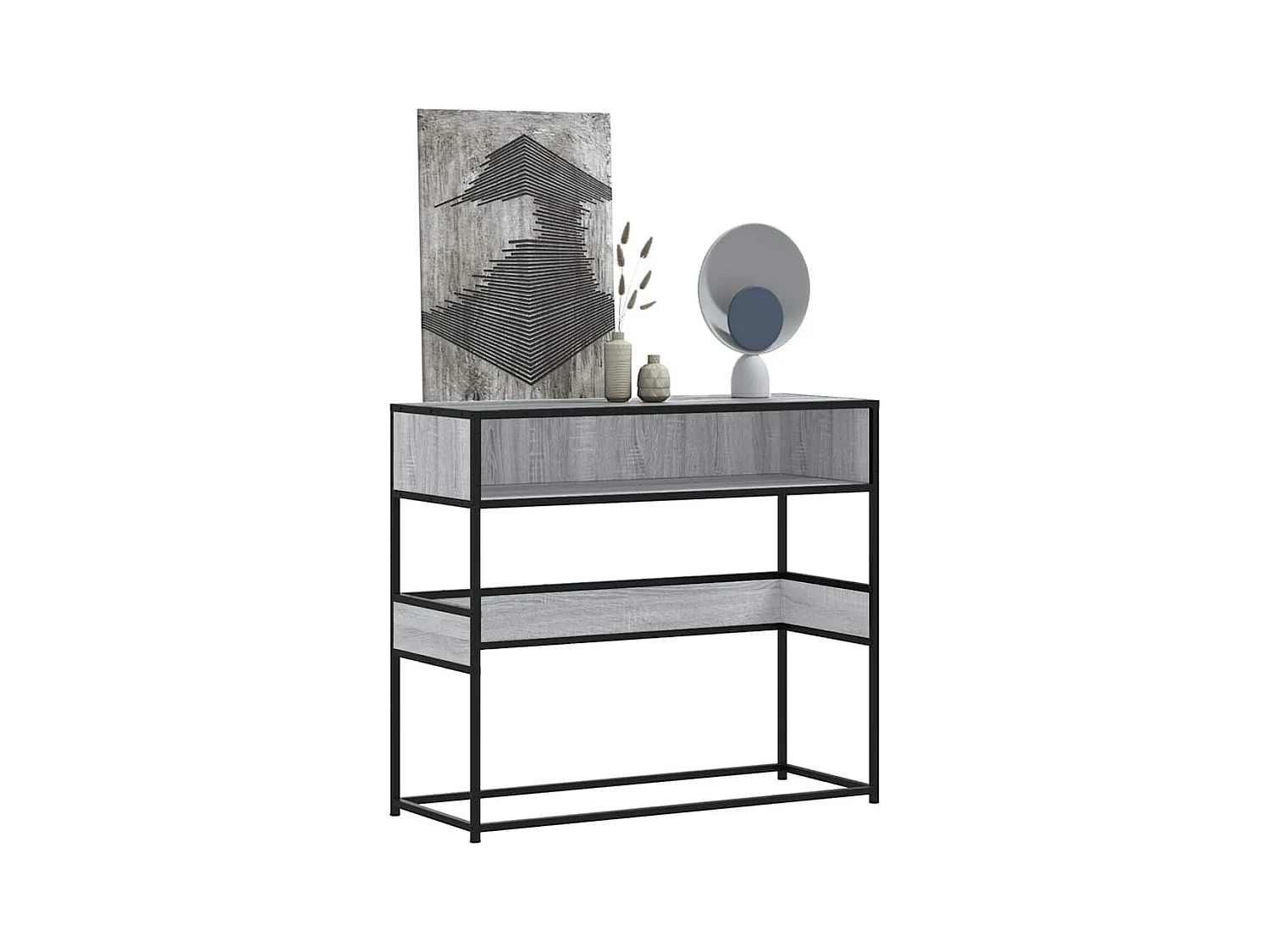 Mesa consola 90x35x80 cm derivados de madeira cinzento sonoma