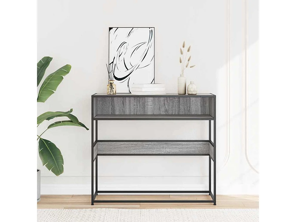 Table console sonoma gris 90x35x80 cm bois d'ingénierie
