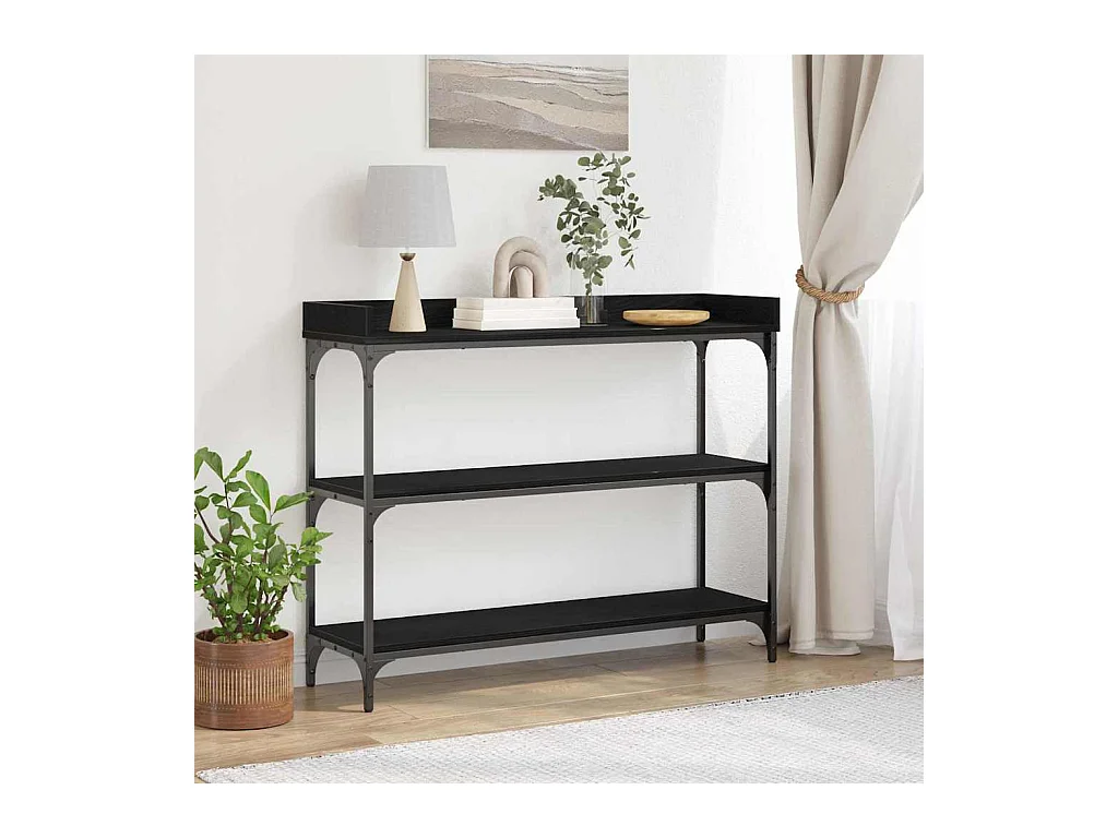 Table Console avec étagère Chêne noir 100 x 30 x 80 cm