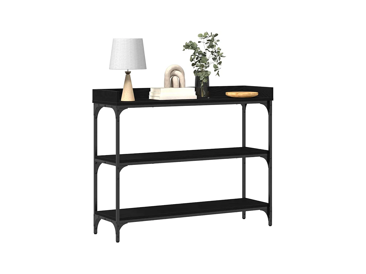 Table Console avec étagère Chêne noir 100 x 30 x 80 cm