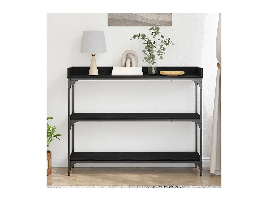 Table Console avec étagère Chêne noir 100 x 30 x 80 cm