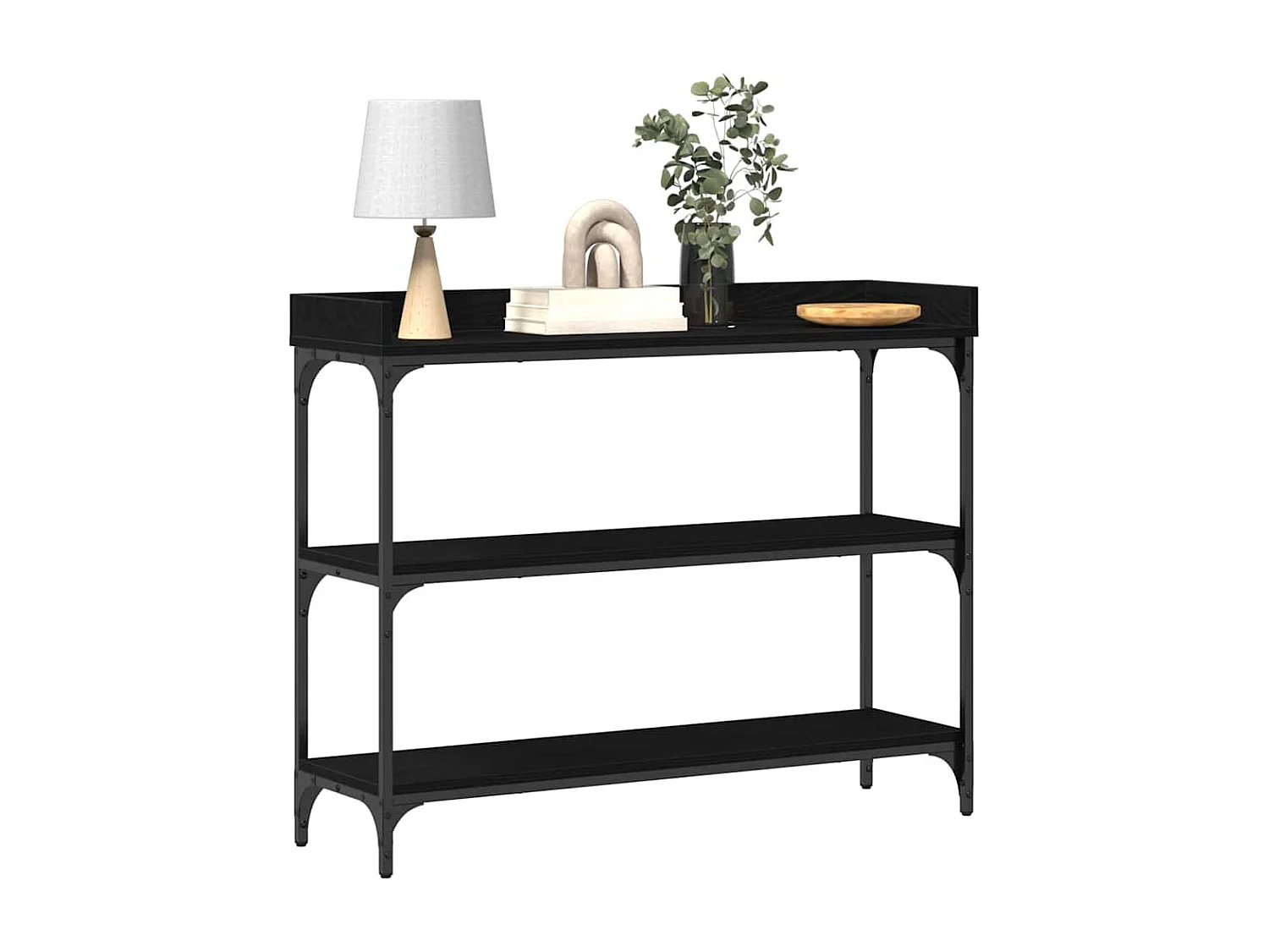 Table Console avec étagère Chêne noir 100 x 30 x 80 cm