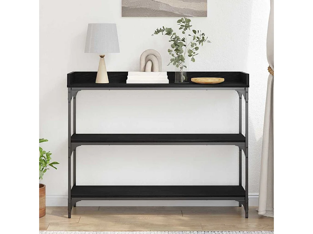 Table Console avec étagère Chêne noir 100 x 30 x 80 cm