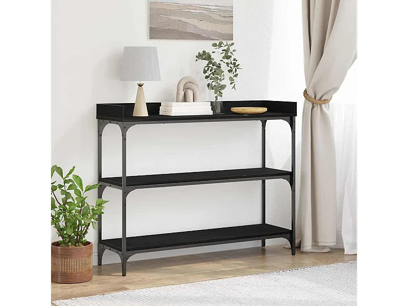 Mesa Console com prateleira Carvalho preto 100 x 30 x 80 cm