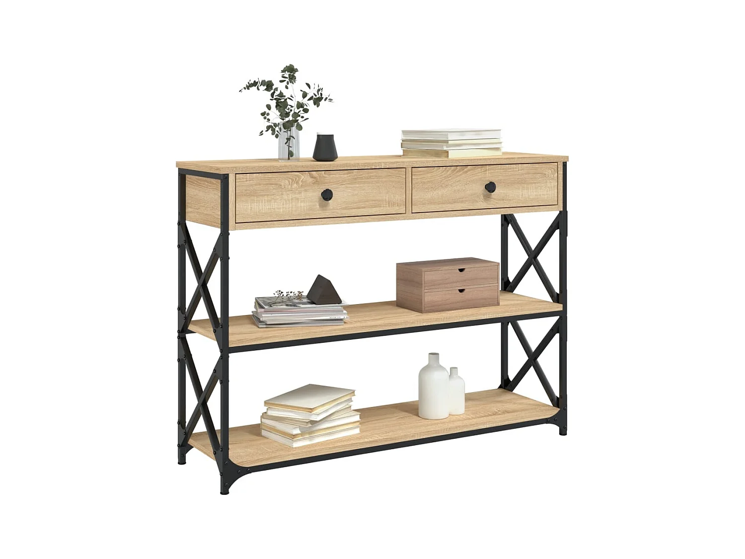 Mesa consola madera de ingeniería roble Sonoma 100x28x75 cmm