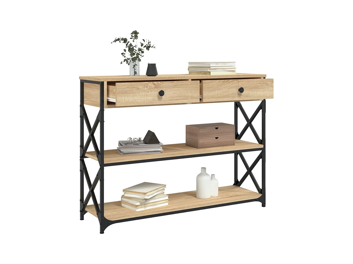 Mesa consola madera de ingeniería roble Sonoma 100x28x75 cmm