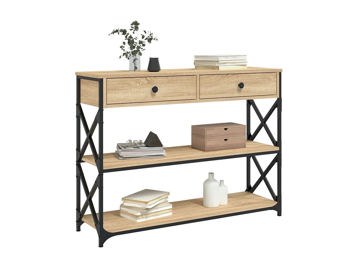 Mesa consola madera de ingeniería roble Sonoma 100x28x75 cmm