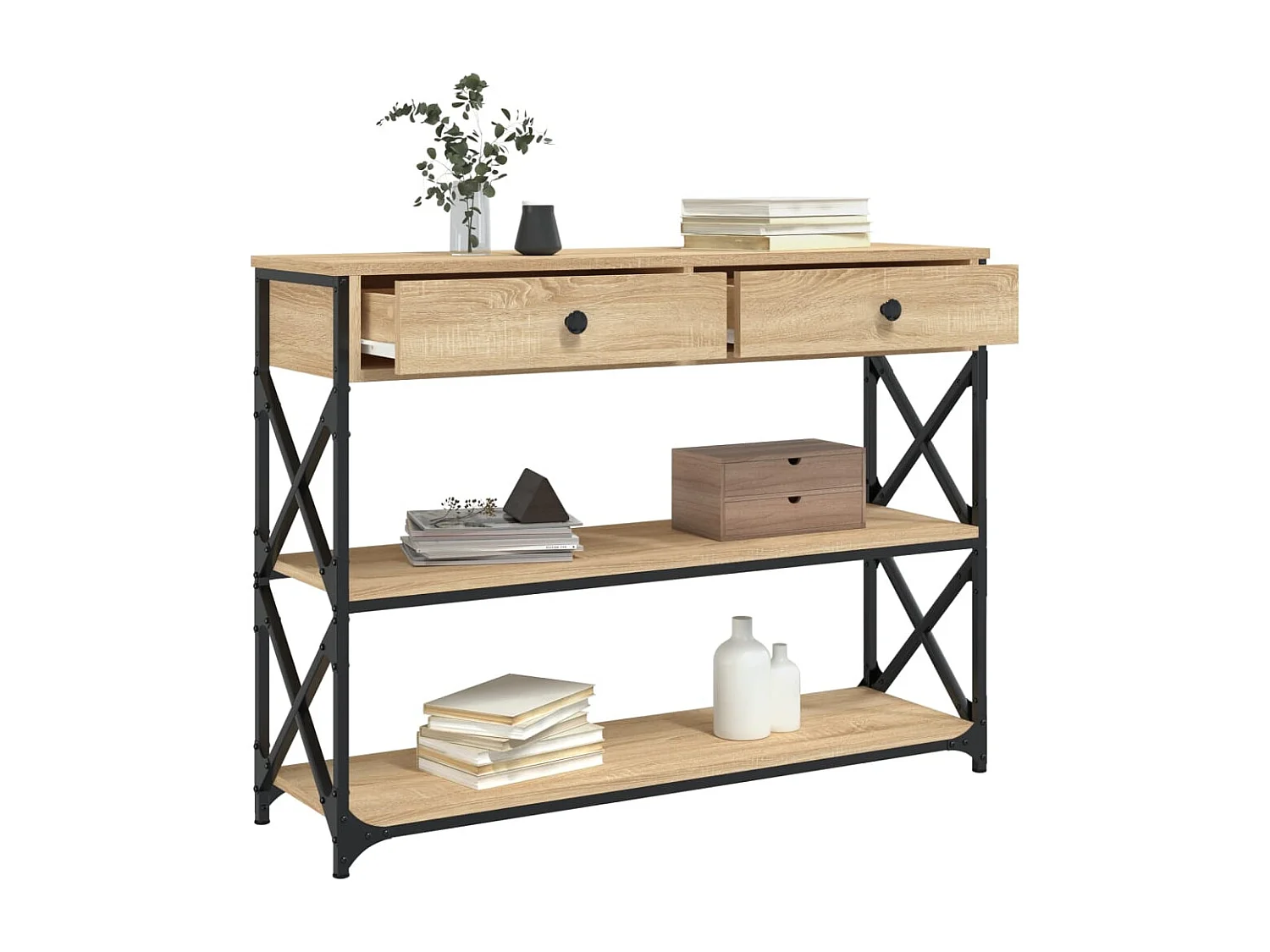 Mesa consola madera de ingeniería roble Sonoma 100x28x75 cmm