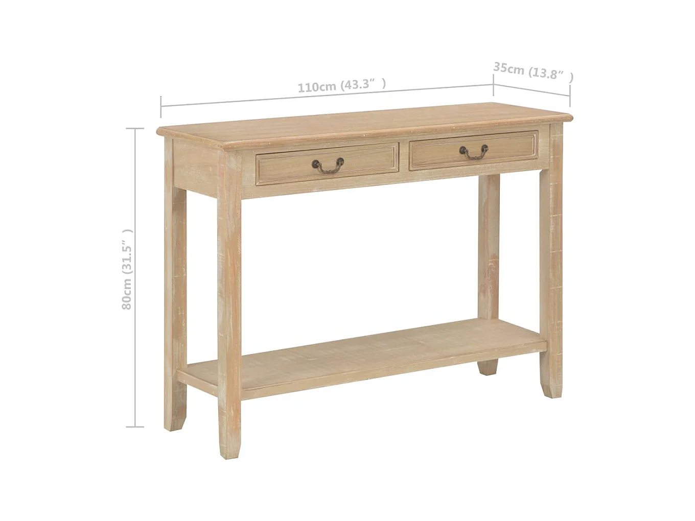 Table console 110x35x80 cm Bois
