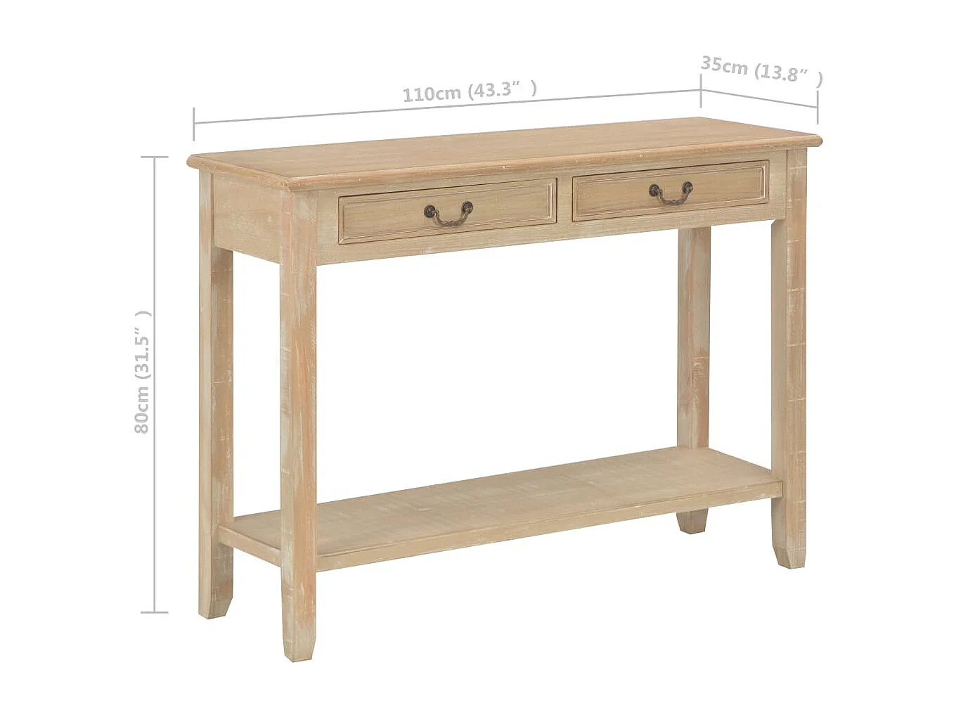 Mesa consola de madera 110x35x80 cm