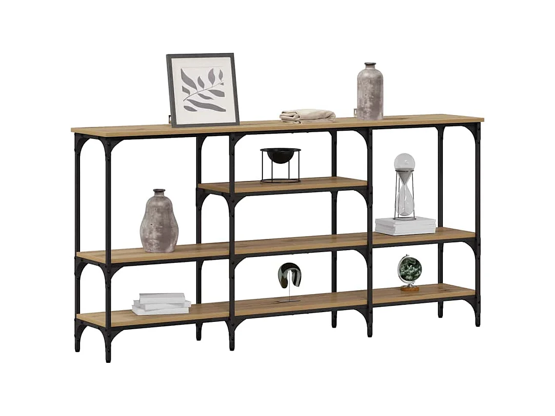 Table console avec étagère chêne artisanal 160 x 29 x 80 cm
