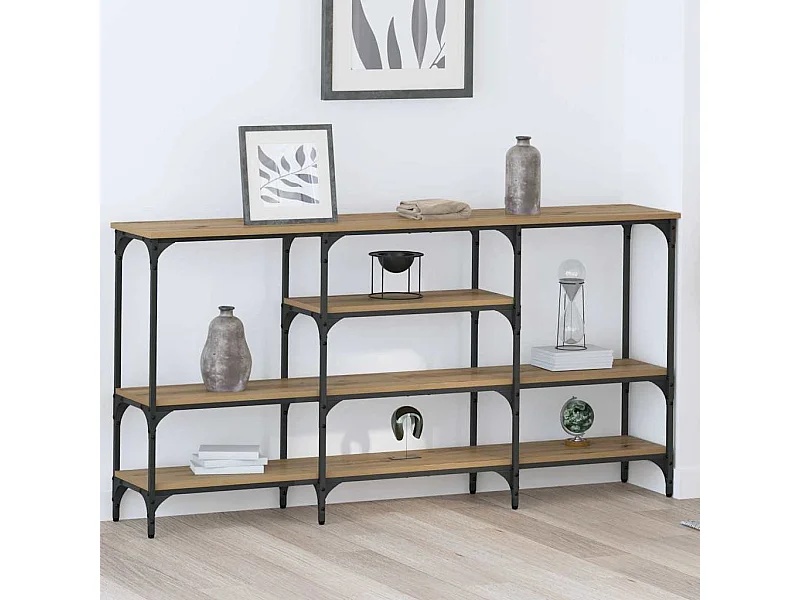 Table console avec étagère chêne artisanal 160 x 29 x 80 cm