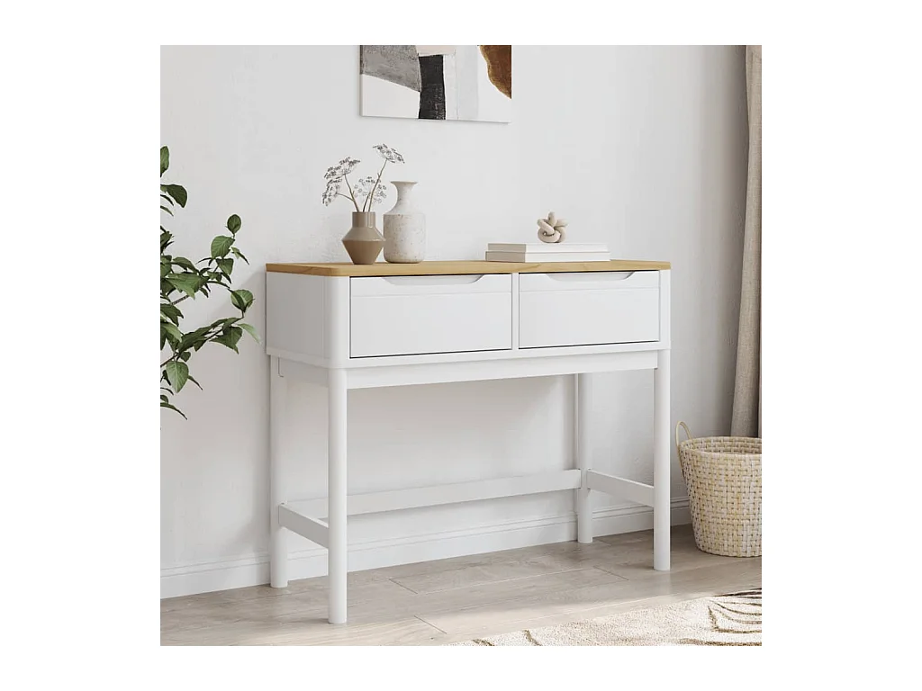 Mesa consola FLORO madera maciza de pino blanco 89,5x36,5x73 cm