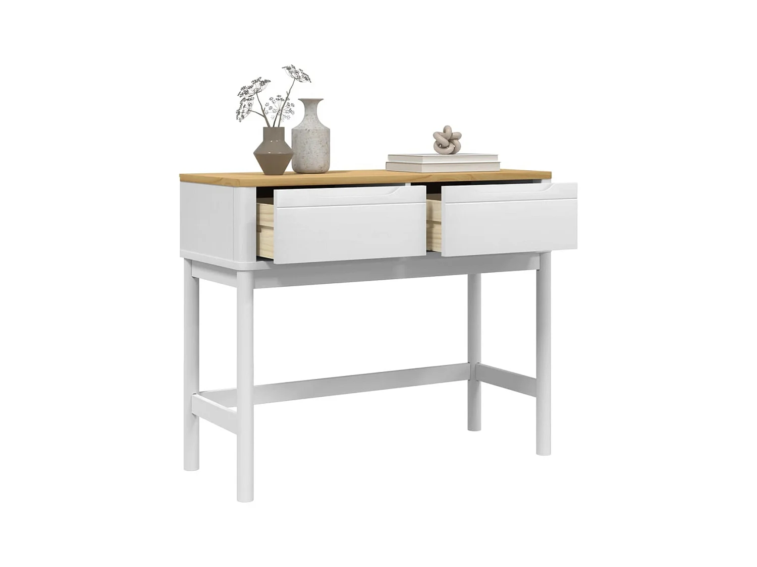 Mesa consola FLORO madera maciza de pino blanco 89,5x36,5x73 cm