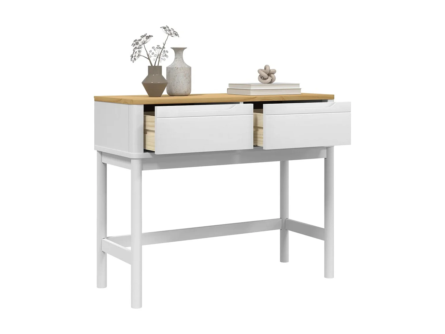 Table console FLORO blanc 89,5x36,5x73 cm bois de pin massif