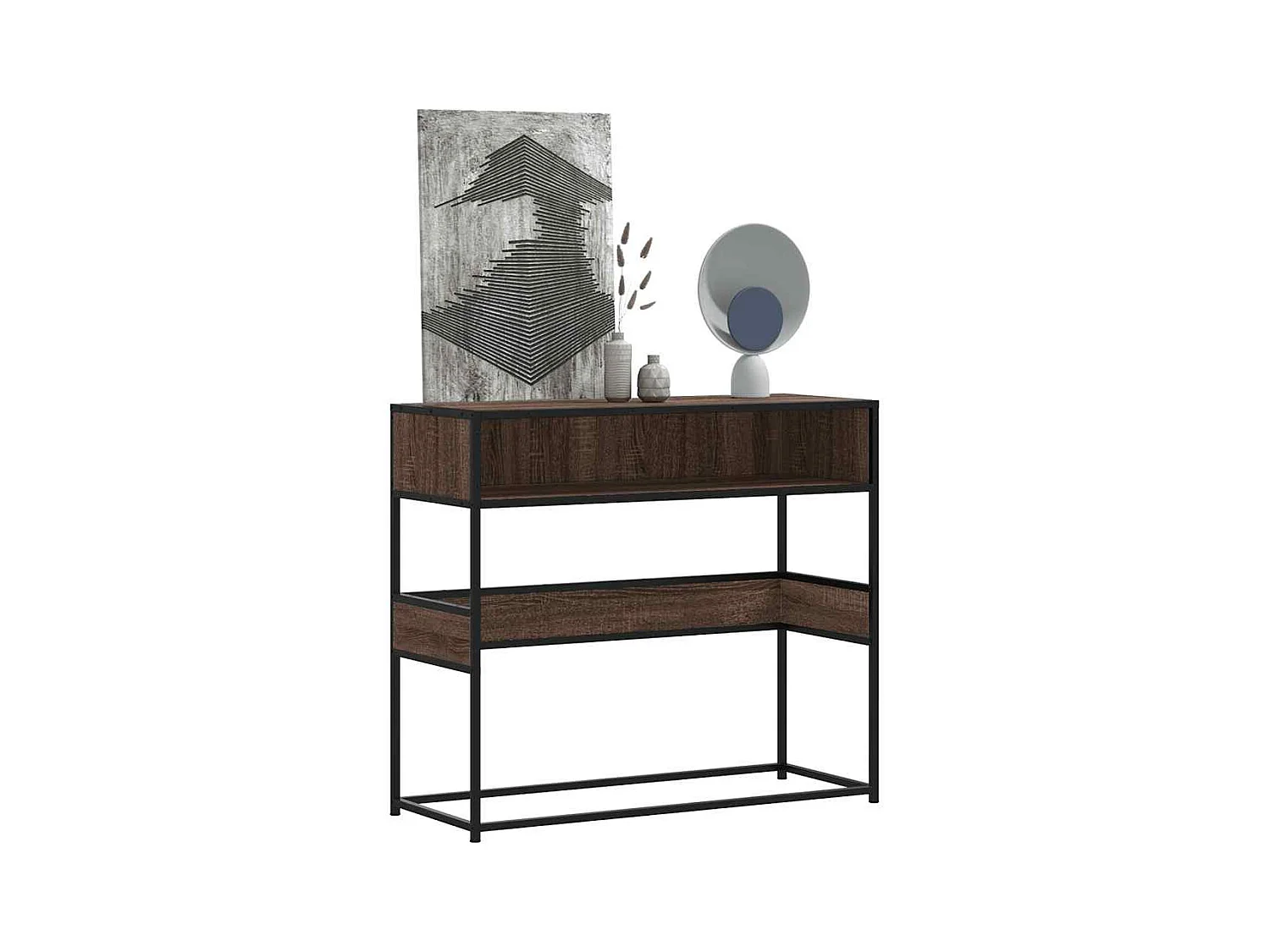 Mesa consola madera de ingeniería marrón roble 90x35x80 cm