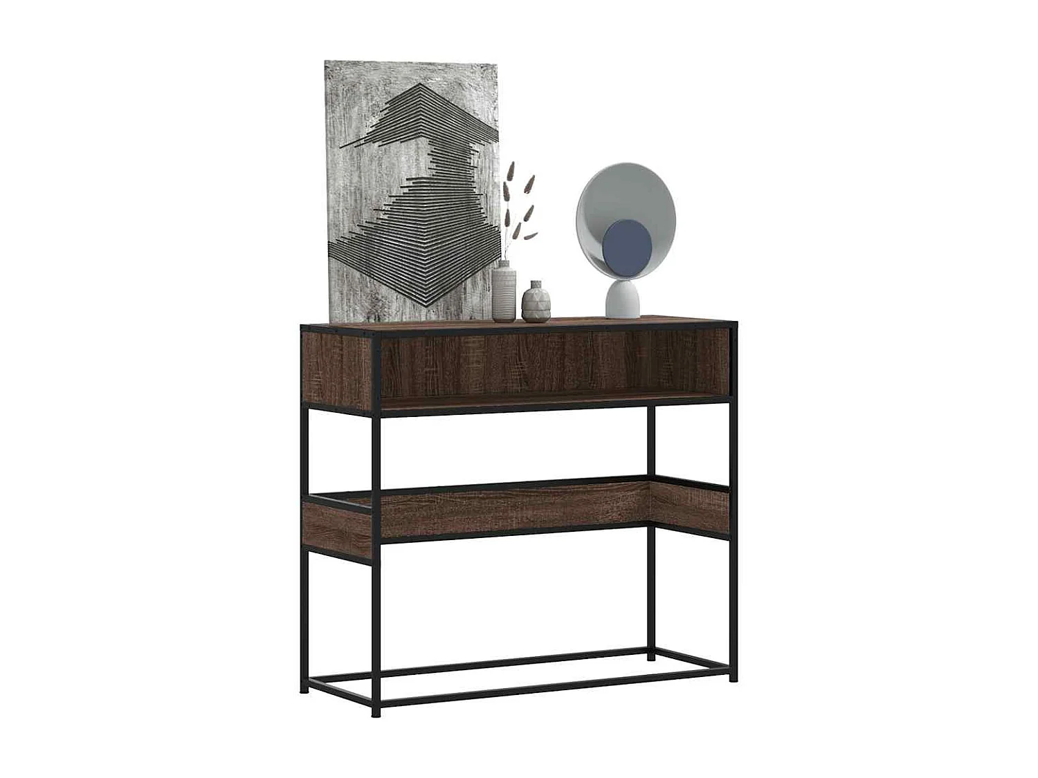 Mesa consola 90x35x80 cm derivados madeira carvalho castanho