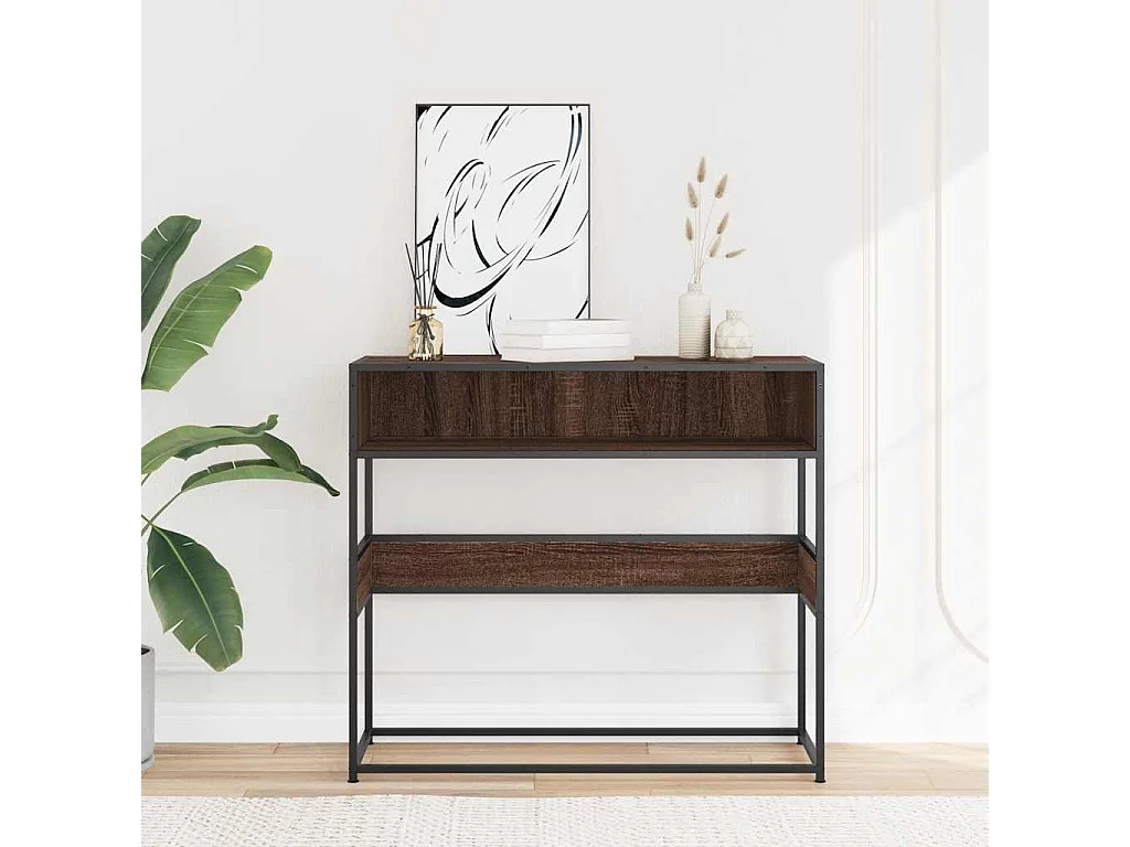 Mesa consola 90x35x80 cm derivados madeira carvalho castanho