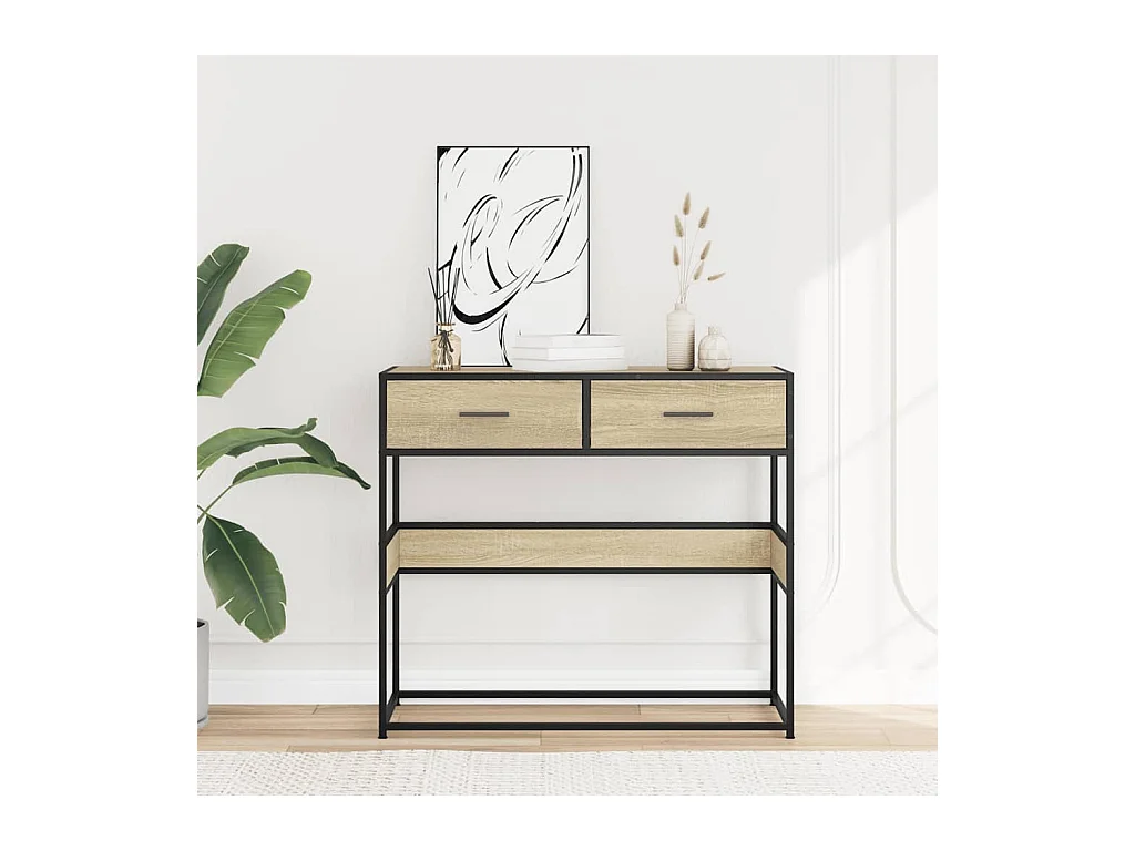 Mesa consola de madera de ingeniería roble Sonoma 90x35x80 cm