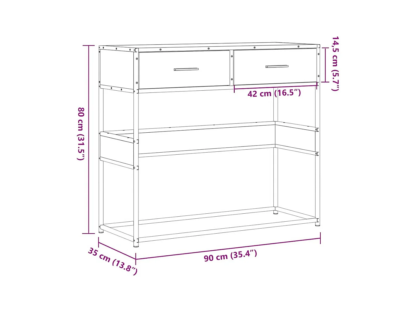 Mesa consola de madera de ingeniería roble Sonoma 90x35x80 cm