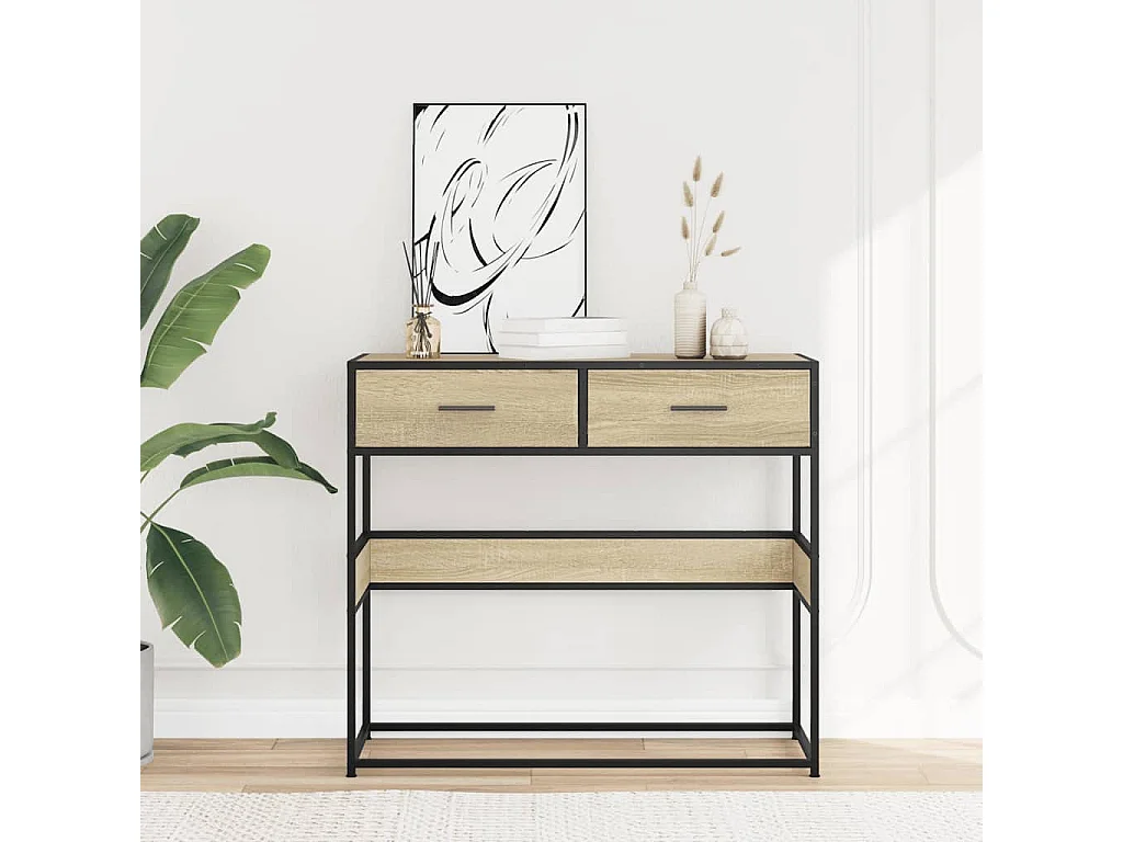 Wandtafel 90x35x80 cm bewerkt hout sonoma eikenkleurig