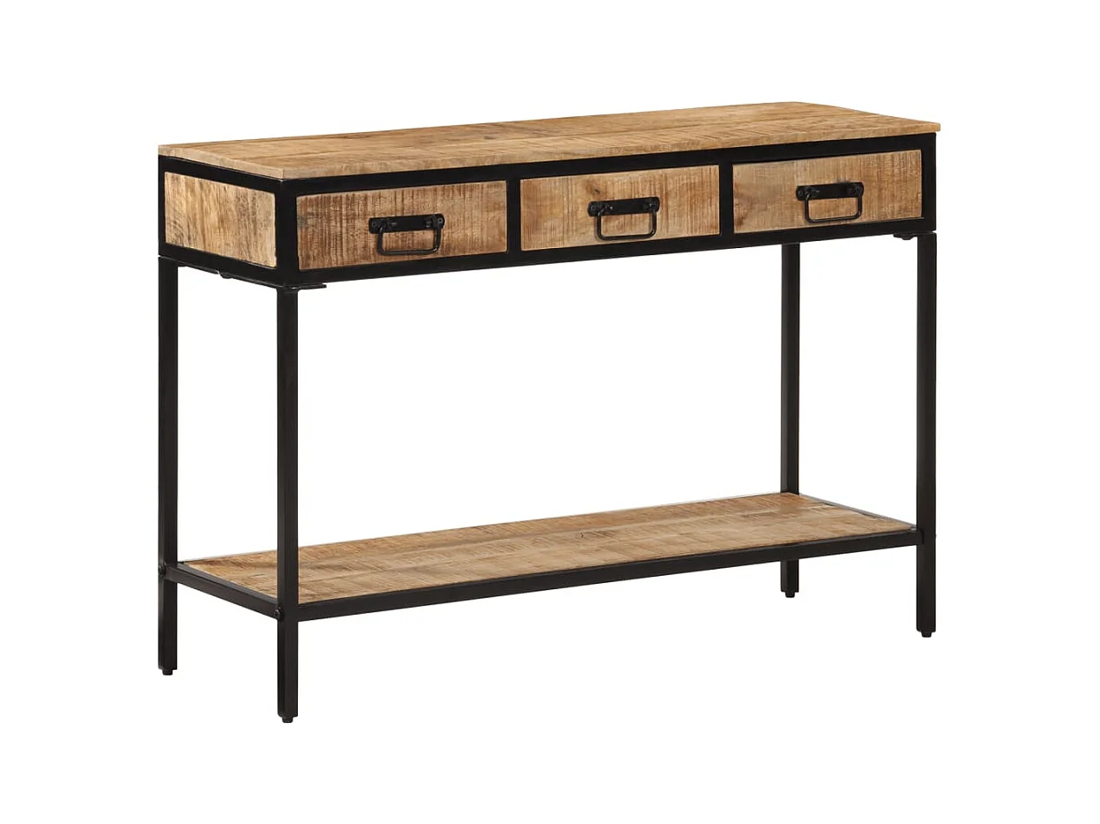 Mesa consola madera maciza de mango rugosa 100x35x70 cm