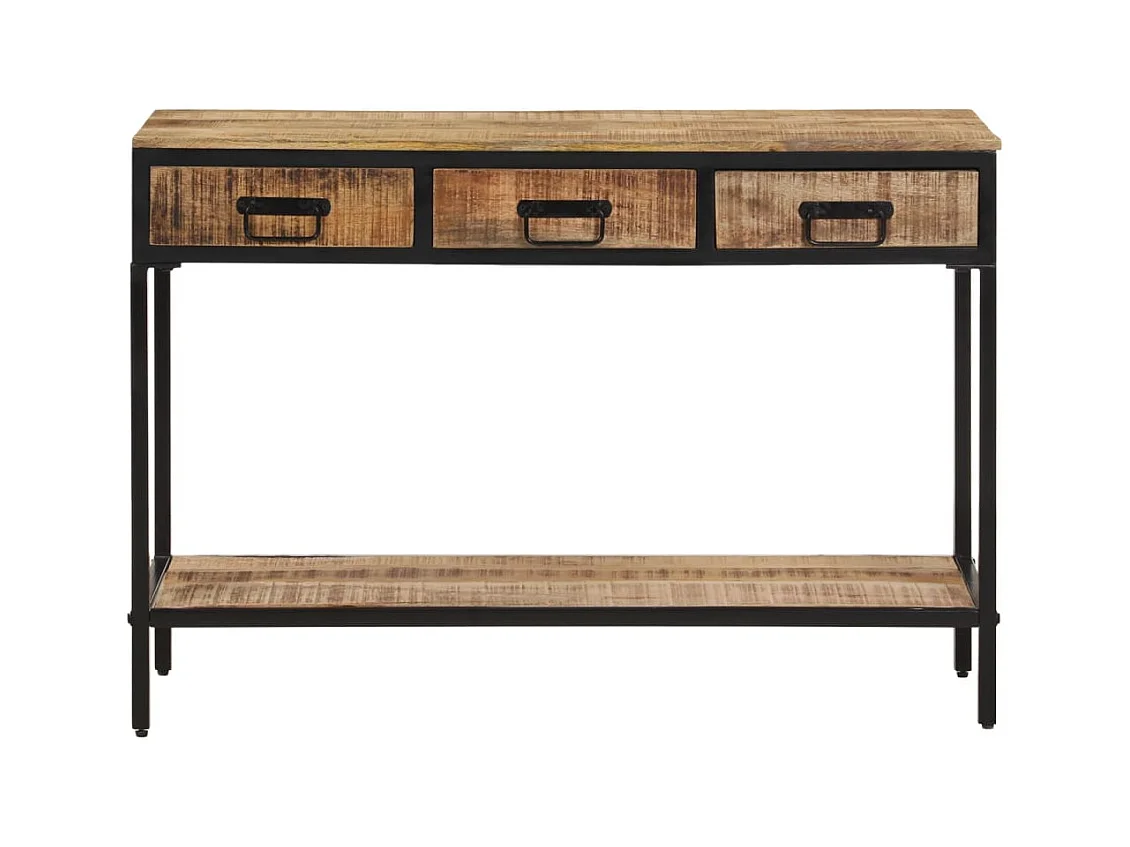 Mesa consola madera maciza de mango rugosa 100x35x70 cm