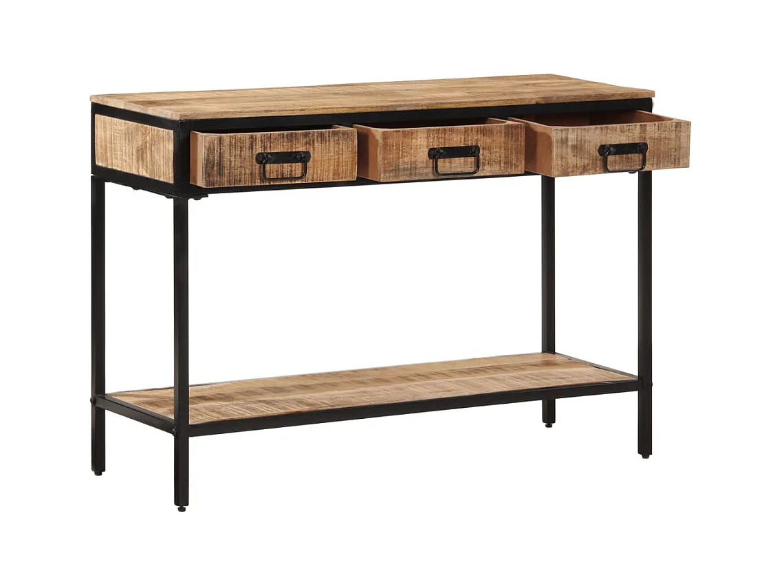 Mesa consola madera maciza de mango rugosa 100x35x70 cm