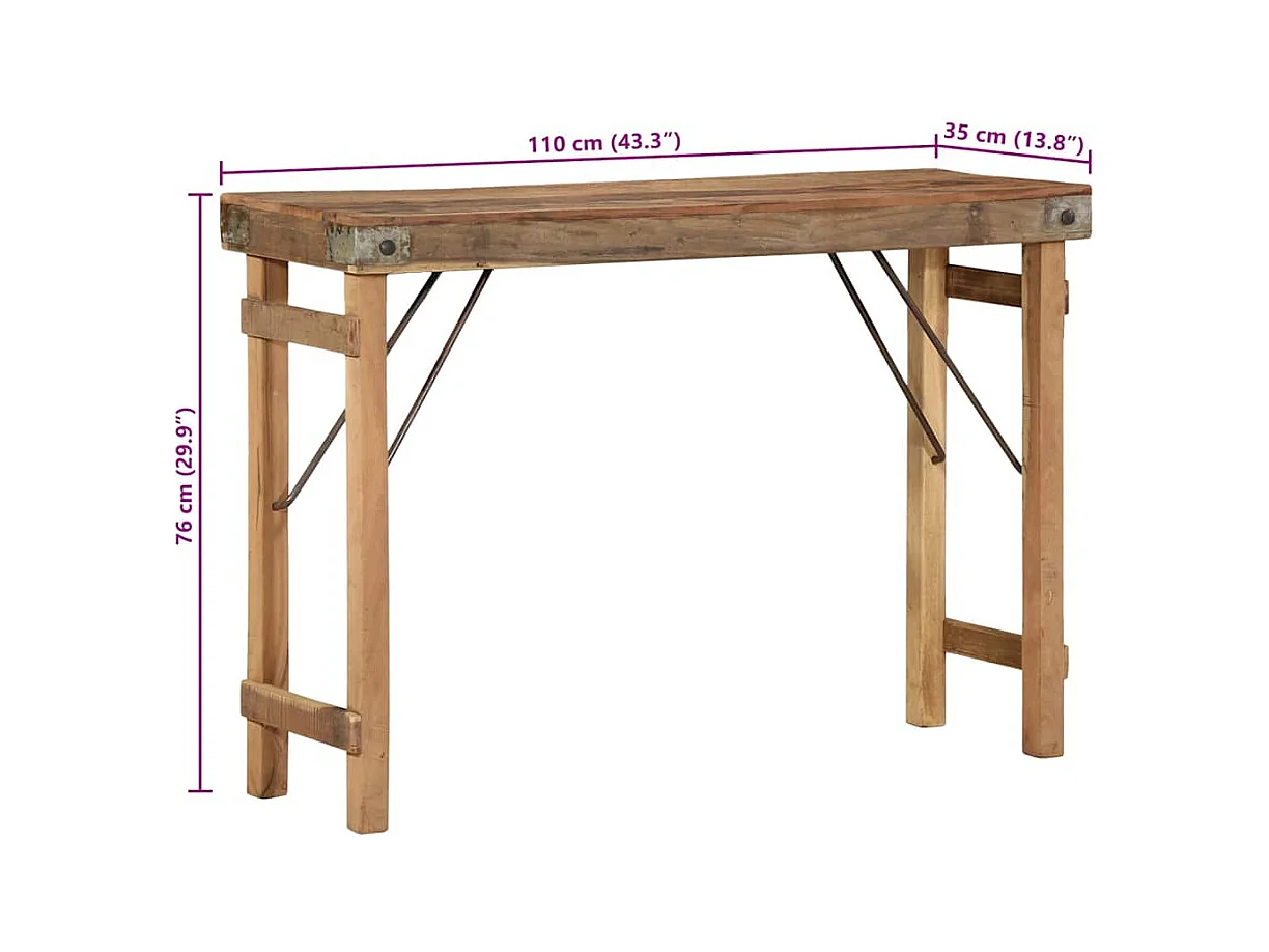 Mesa Consola Marrón 110 x 35 x 76 cm Madera maciza recuperada
