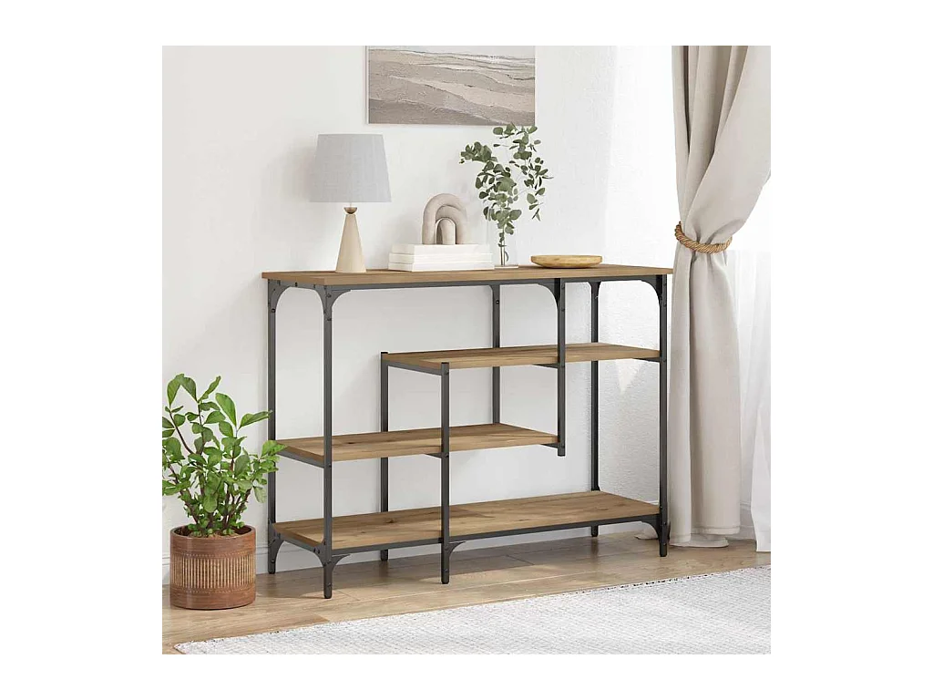 Table Console avec étagère chêne artisanal 100 x 35 x 75 cm