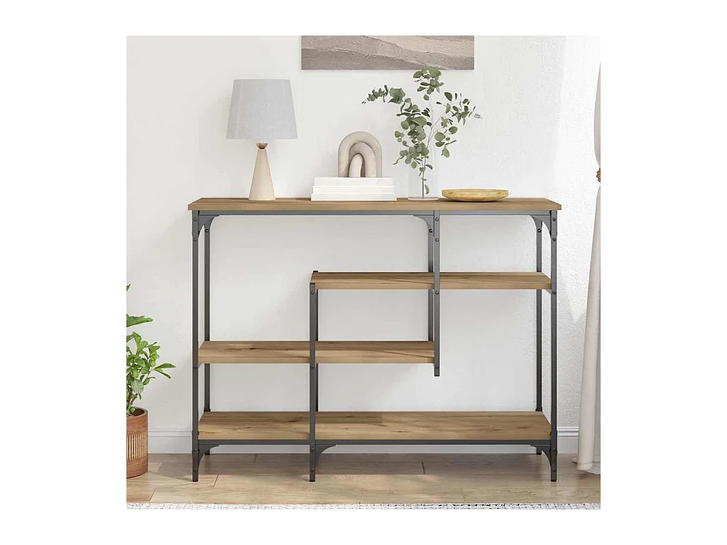 Table Console avec étagère chêne artisanal 100 x 35 x 75 cm
